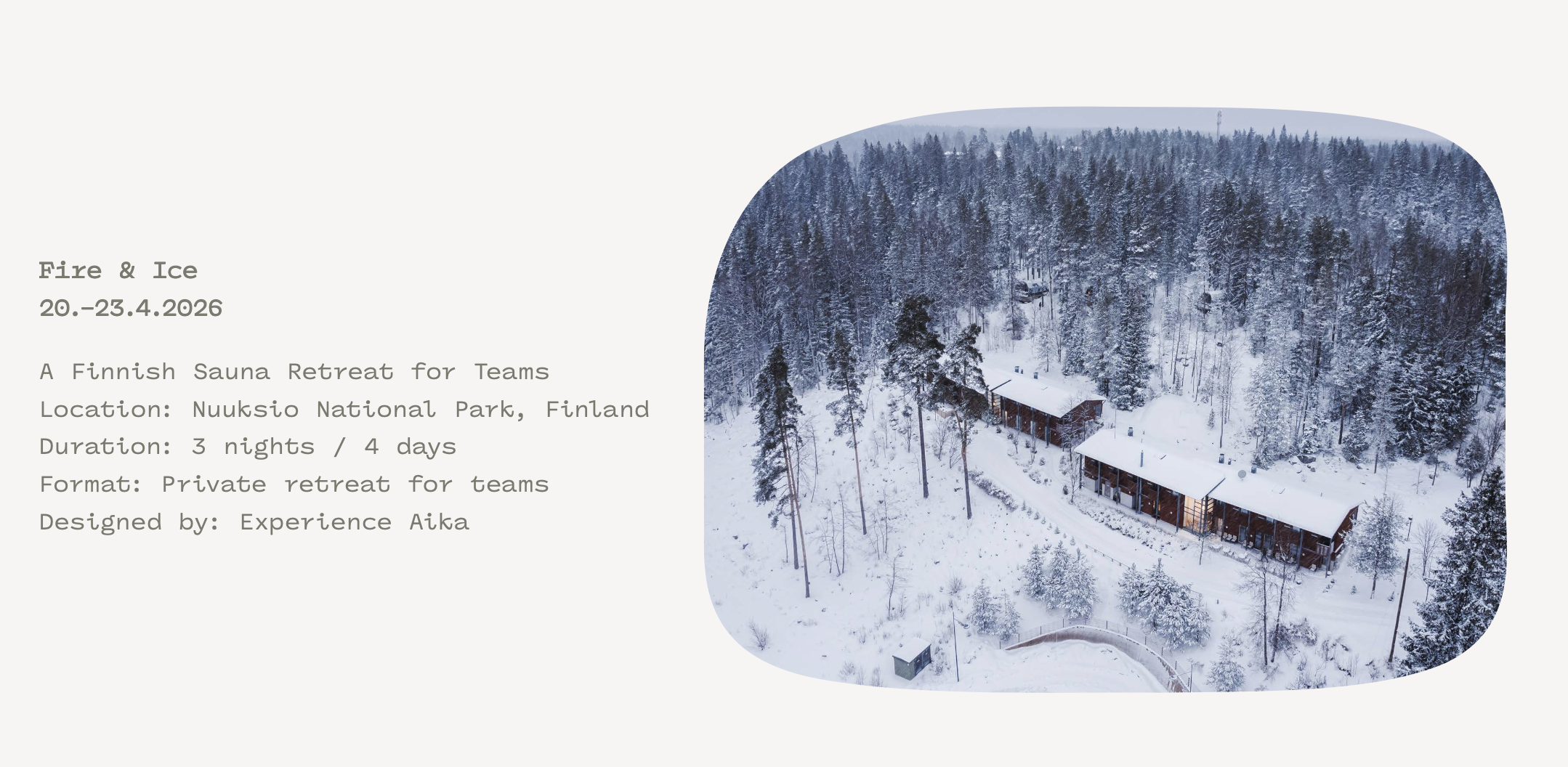 Fire&Ice – 4-day Sauna retreat for teams in April 2026, Finland