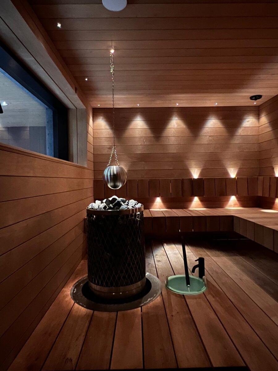 Saunapallo over sauna heater inside sauna